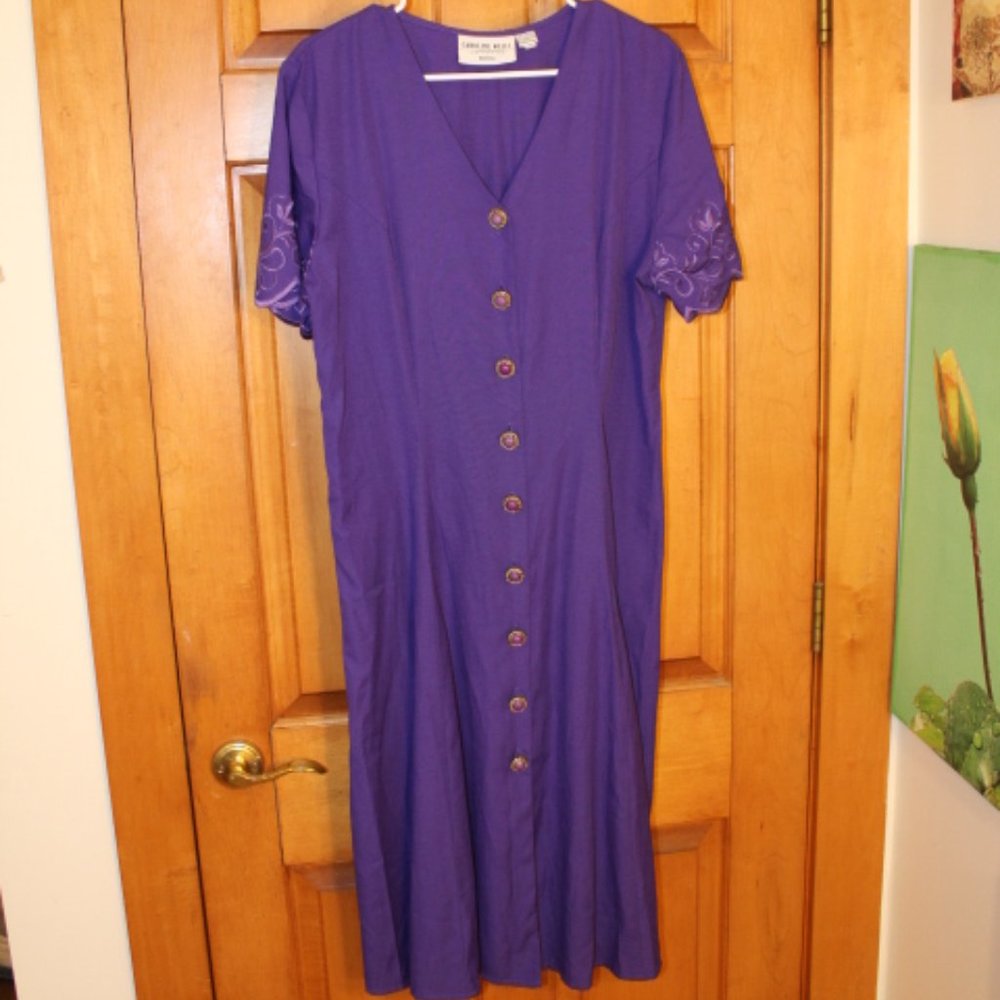 Rayon Blend/Purple Dress by Caroline Wells - Size 16